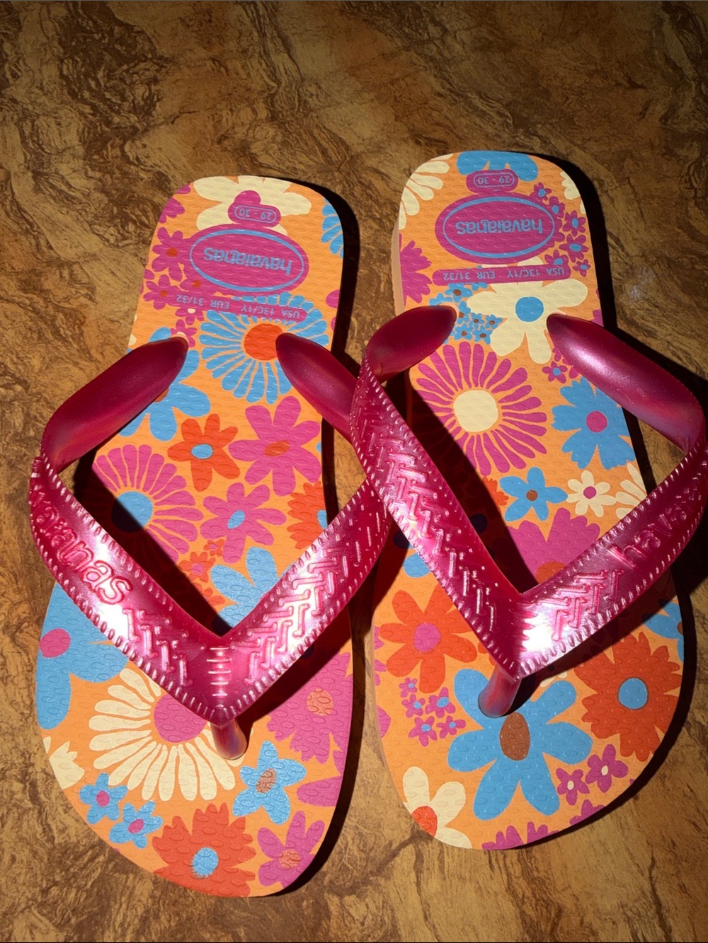 Havaianas Floral Flip Flops in Pink, Orange & Blue
